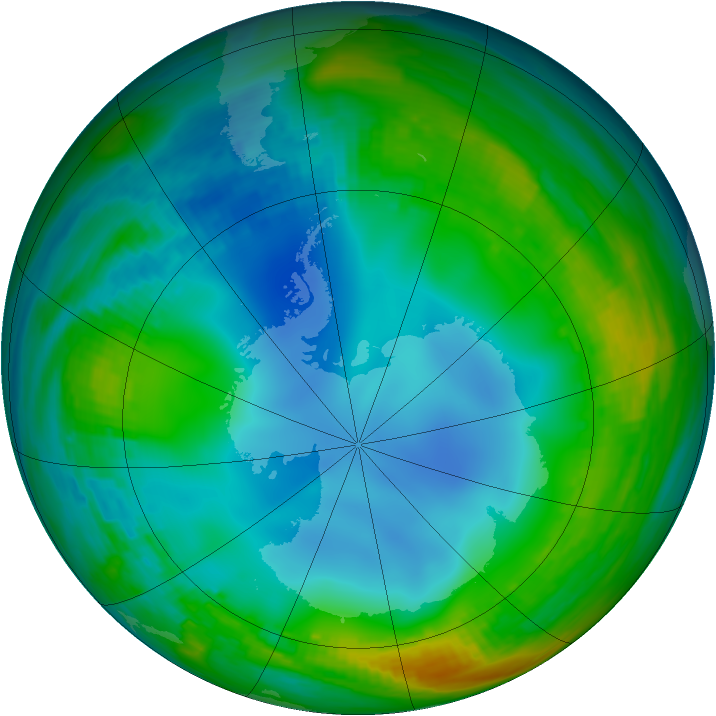 Antarctic ozone map for 11 July 1988